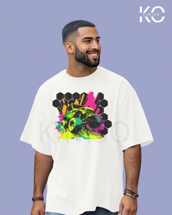 Car themed printed t-shirts with monster car design for men
